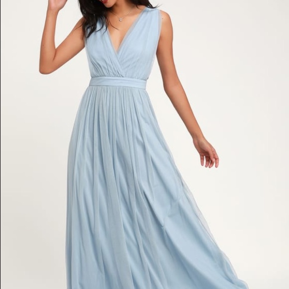 NWT Lulu’s Slate Blue Maxi Dress